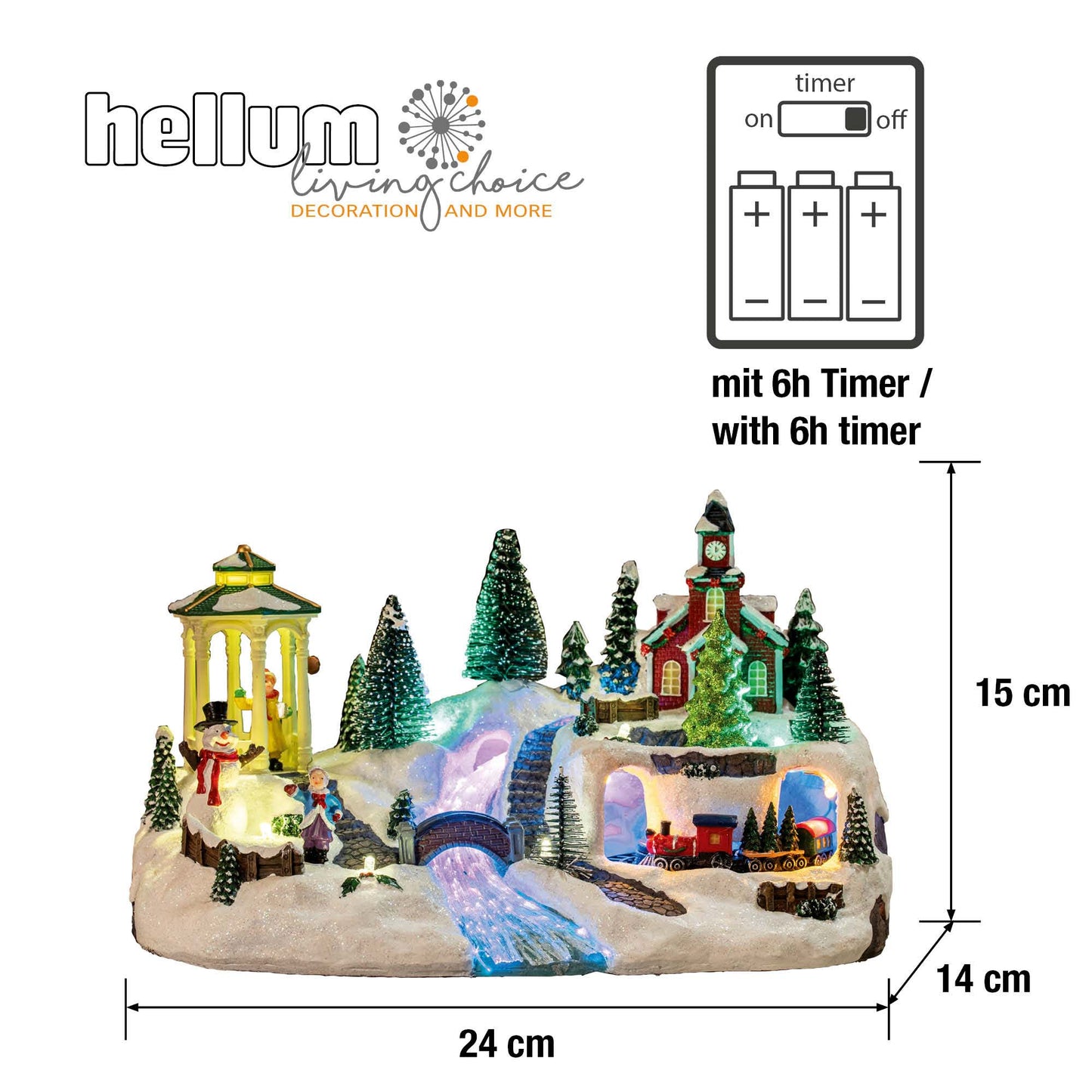 LED-Weihnachtsdorf, Fiberoptik-Stil, fahrender Zug 8 Musik, 8 Weihnachtslieder, LEDs bunt