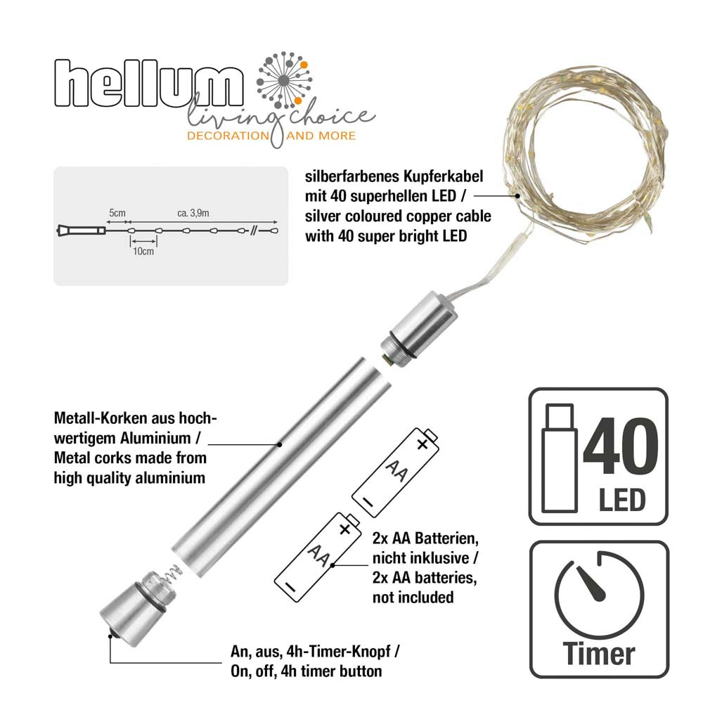 Set mit 20-/30-/40-tlg.LED-Flaschen-Lichterkette, warm-weiß, batteriebetrieben