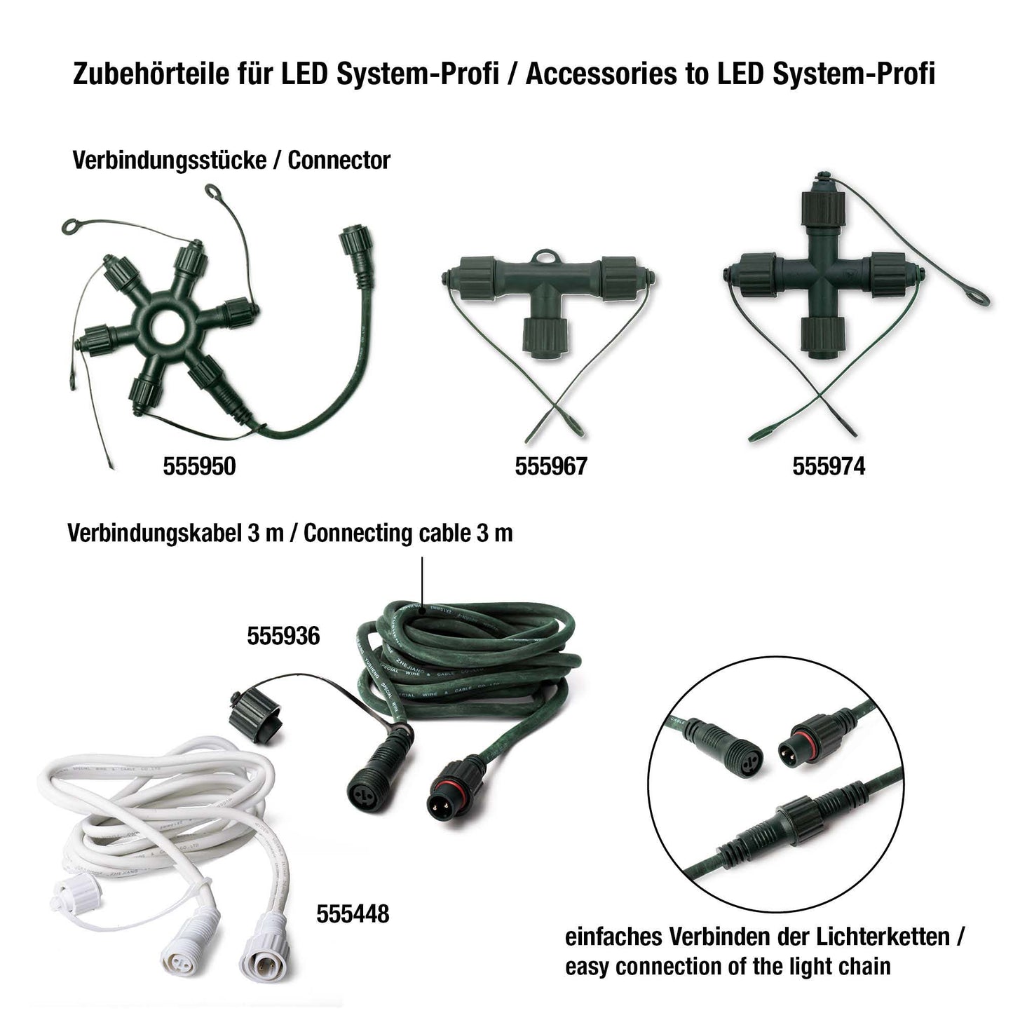 40-tlg. LED-Lichterkette "System-Profi", warm-weiß, grünes Kabel, verlängerbar, Basis-Set 555103+555158