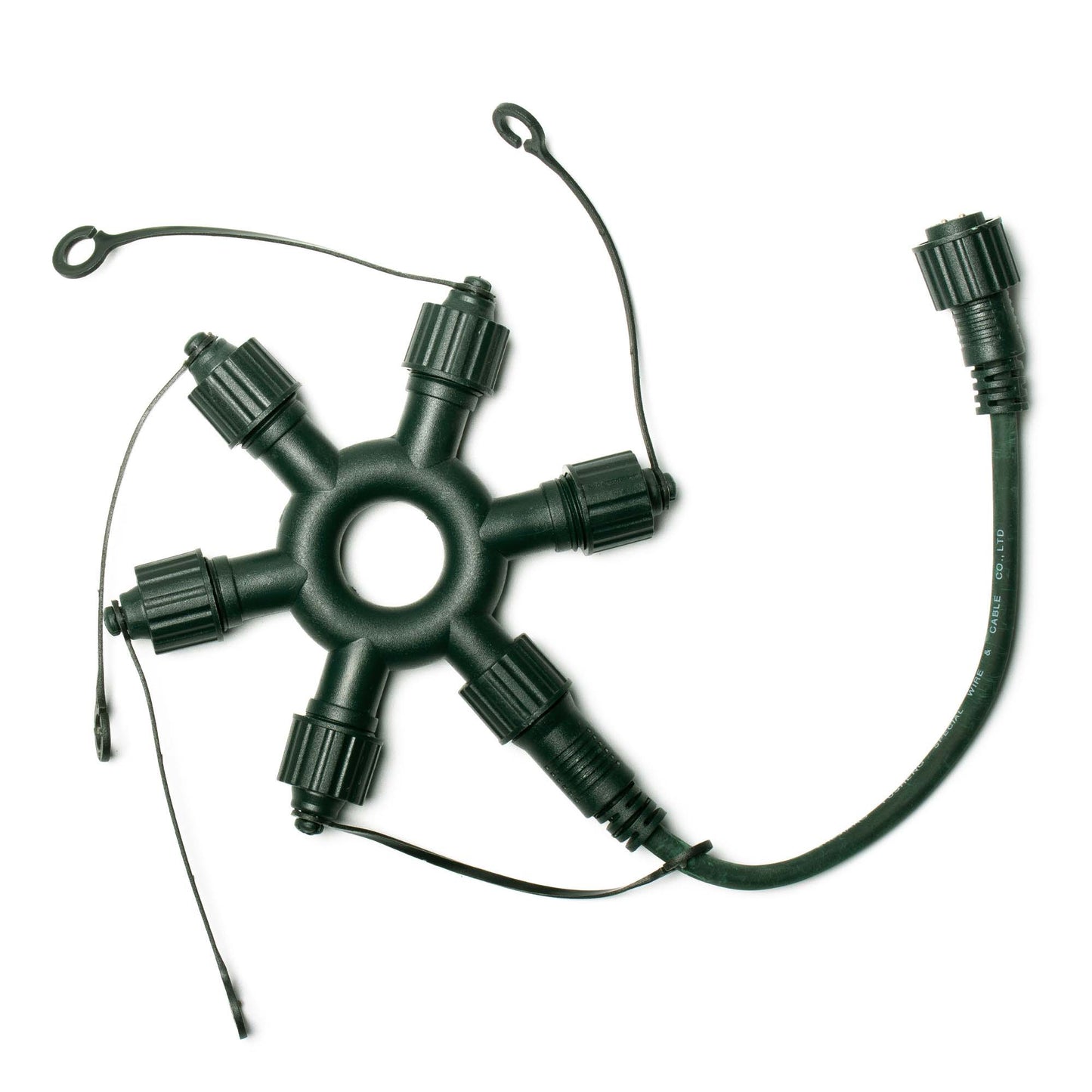 Ringverbinder mit 5 Ausgängen, grün, Zuleitung 12 cm