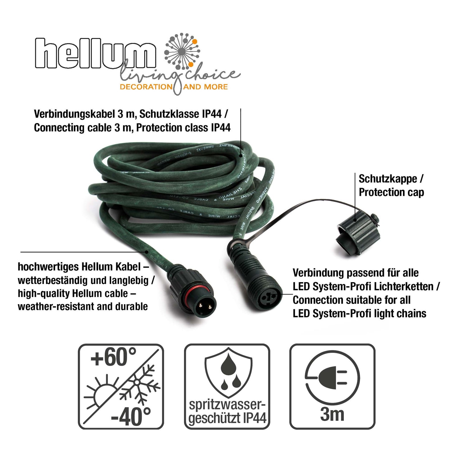Verlängerungskabel, 3 m, grün 555134