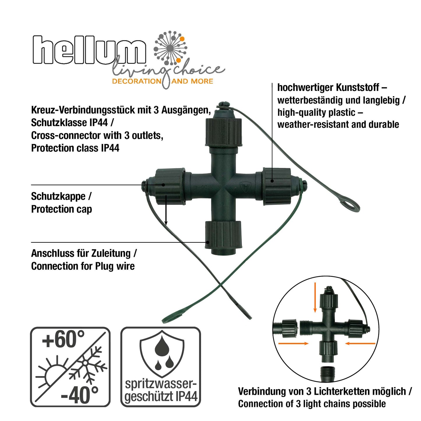 Verbindungsstück Kreuz 1 auf 3, grün