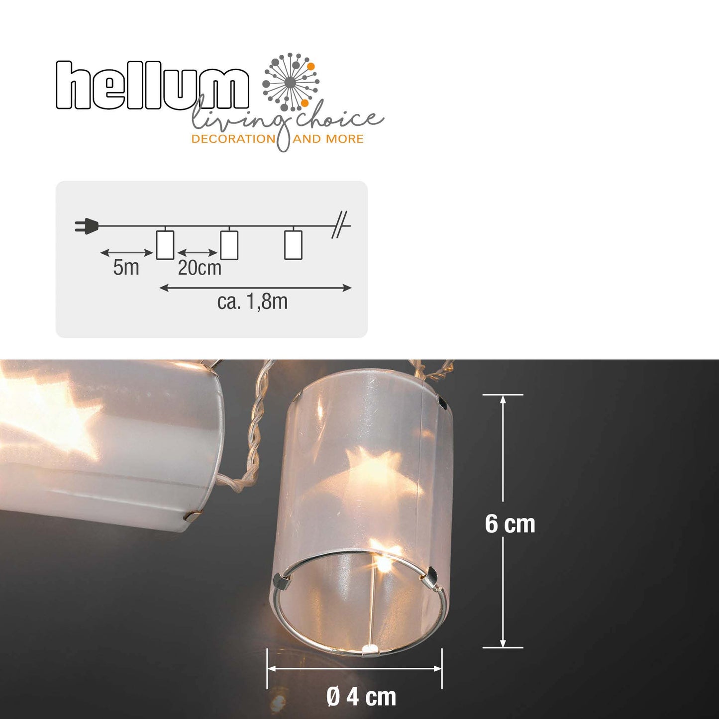 LED-Lichterkette Holografie-Laternen, 20 LEDs ww, Innen-Transformator