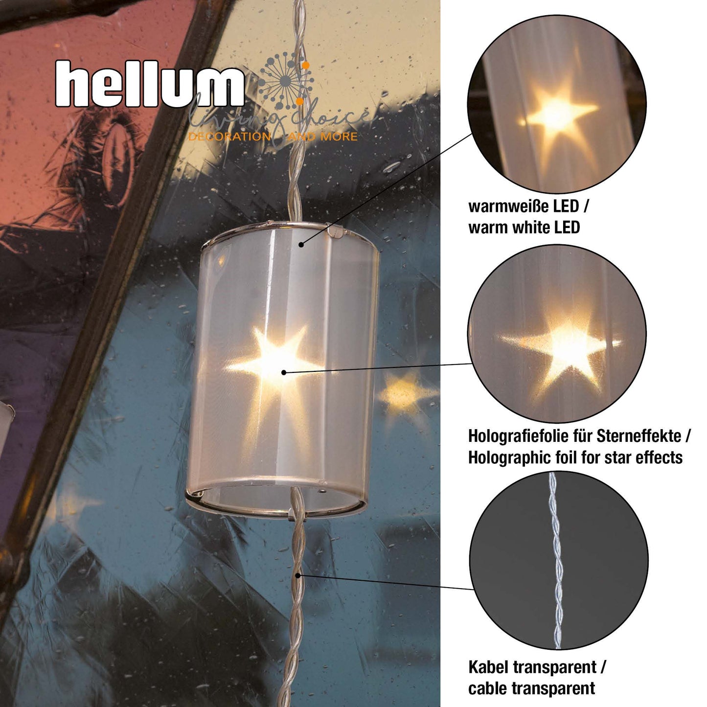 LED-Eislichtvorhang mit Holografie-Laternen, 28 LEDs w, Innen-Transformator