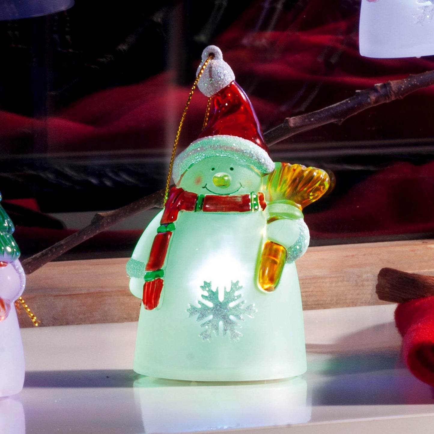 LED-Schneemann zum Aufhängen, 1 LED RGB, inkl. Batterie