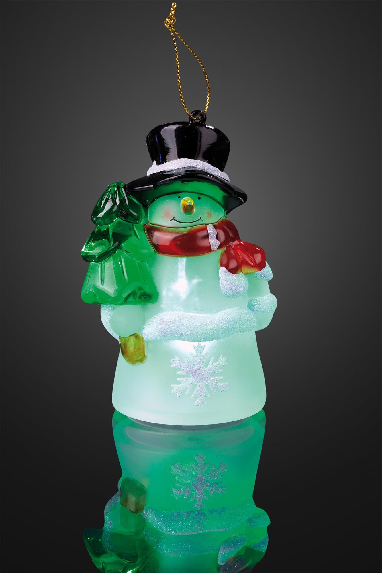 LED-Schneemann zum Aufhängen, 1 LED, RGB, batteriebetrieben