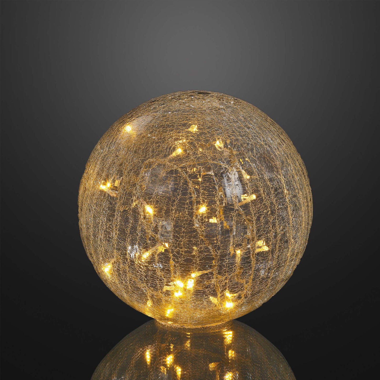 LED-Dekokugel Rissoptik, transparent, 24 warm-weiße LEDs, 25 cm Ø, Außen-Transformator