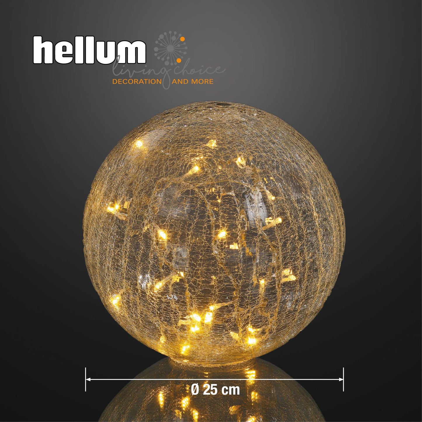 LED-Dekokugel Rissoptik, transparent, 24 warm-weiße LEDs, 25 cm Ø, Außen-Transformator