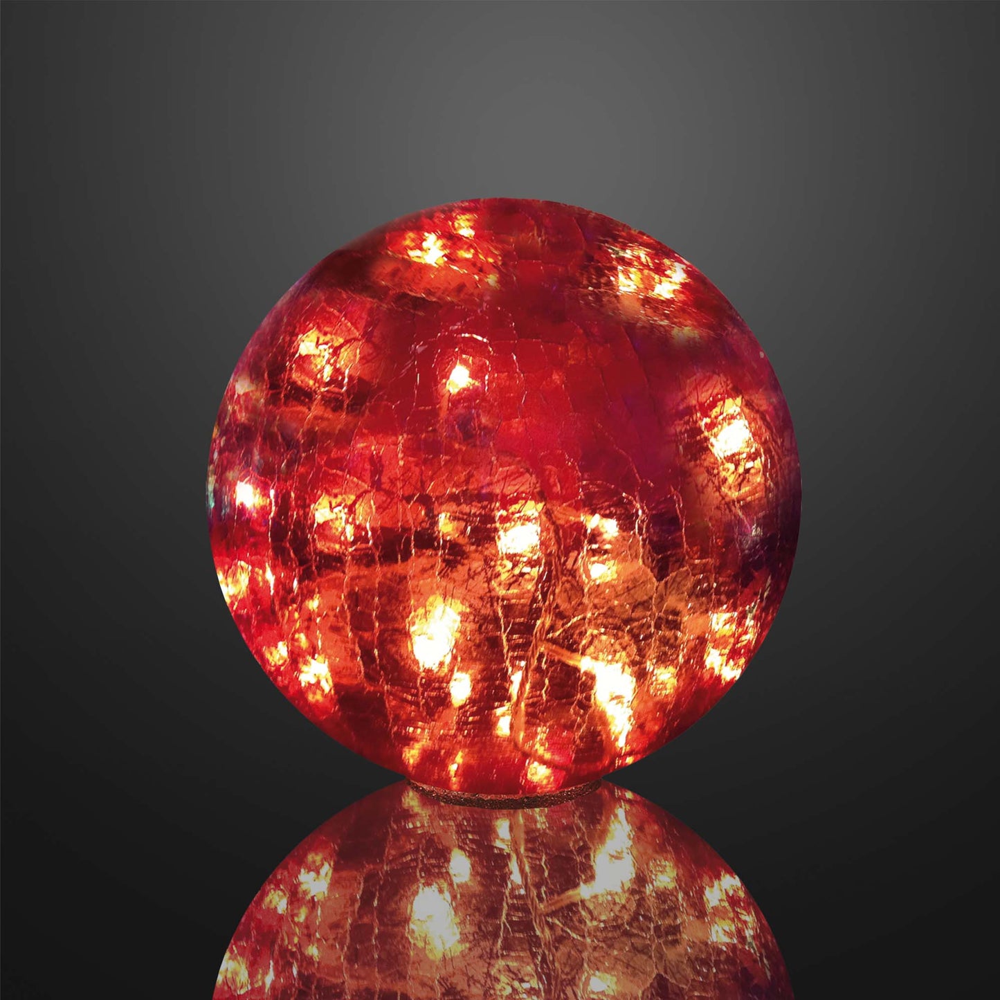 LED-Dekokugel Rissoptik, 24 LEDs rot, 25 cm DIA, Außen-Transformator