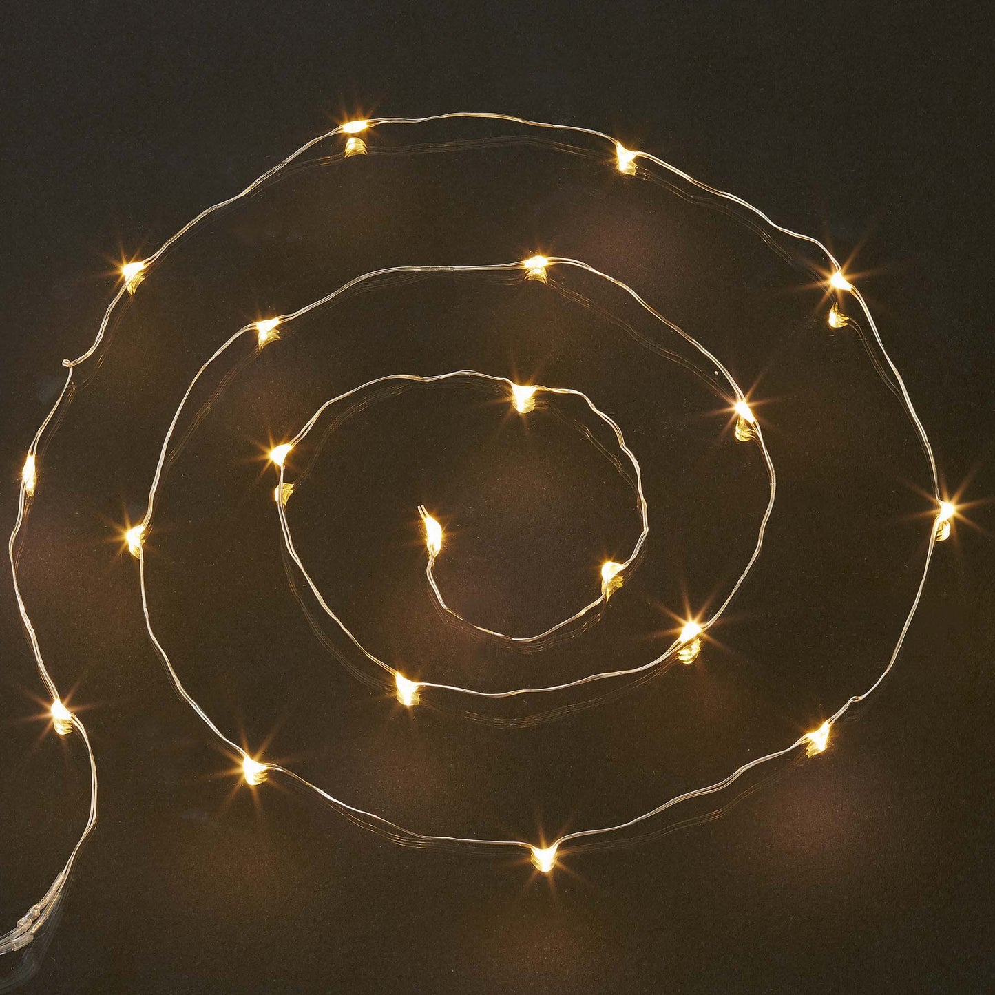 LED-Dekolichterkette mit Kupferkabel, 20 LEDs ww, batteriebetrieben
