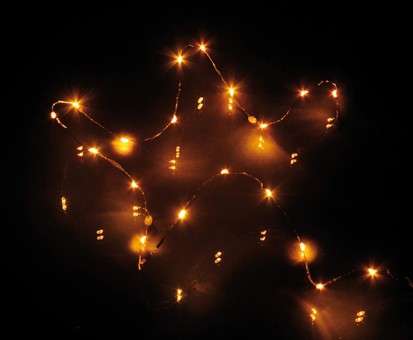 LED-Lichterkette, Kupferkabel, 20 LEDs gelb, batteriebetrieben