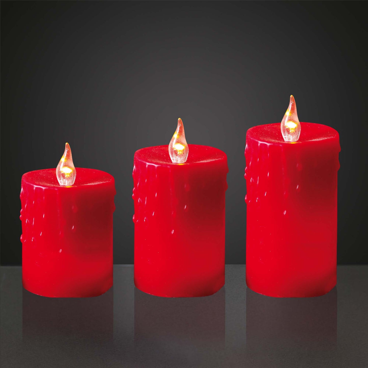 Echtwachskerzen-Set, rot, mit Wachstropfen, Innen-Trafo