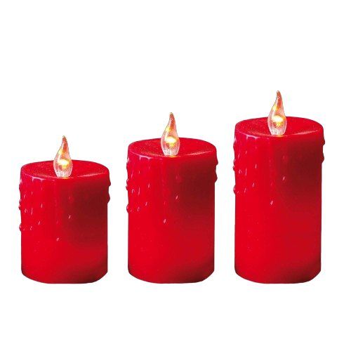 Echtwachskerzen-Set, rot, mit Wachstropfen, Innen-Trafo