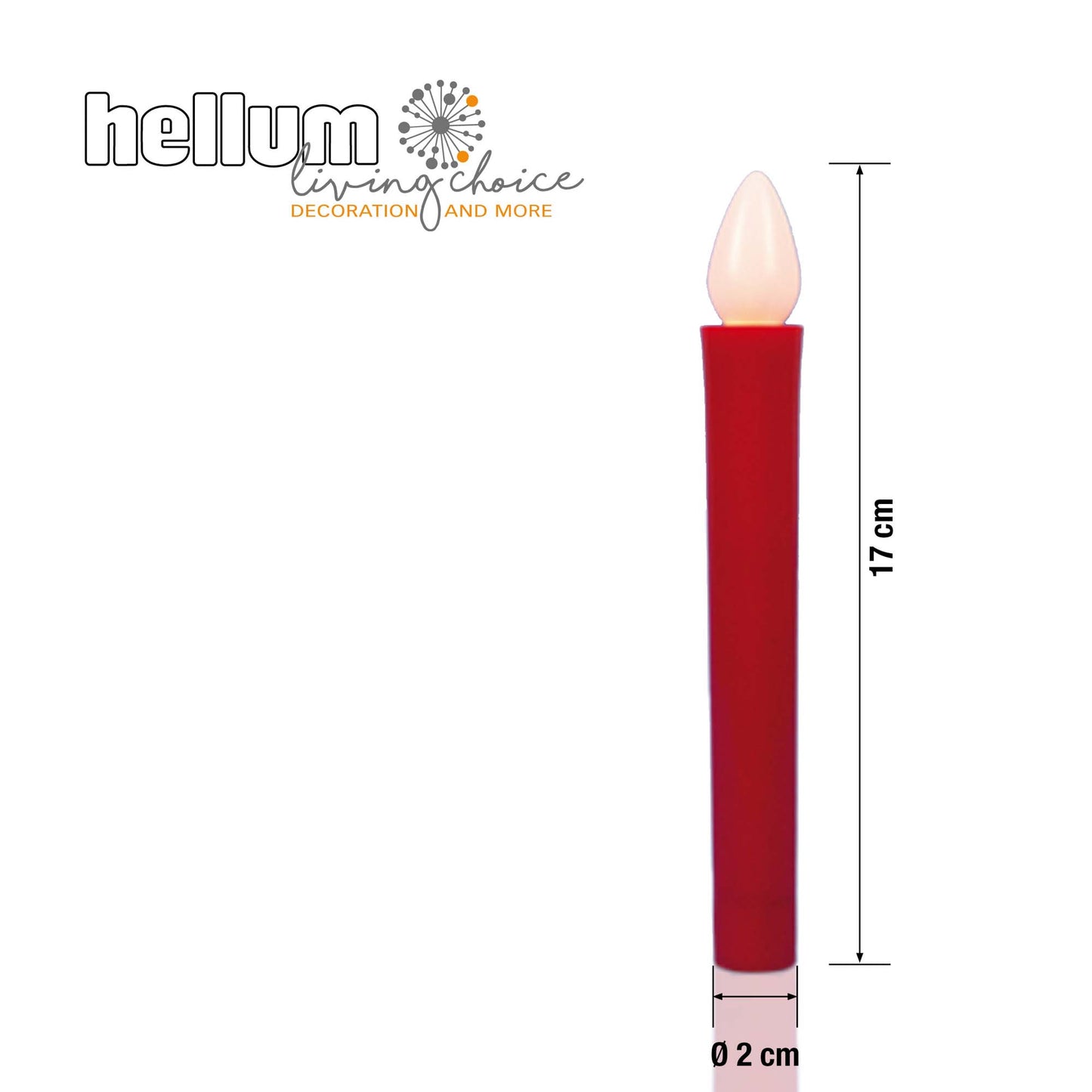LED-Kerze, rot, 1 gelbe LED, batteriebetrieben