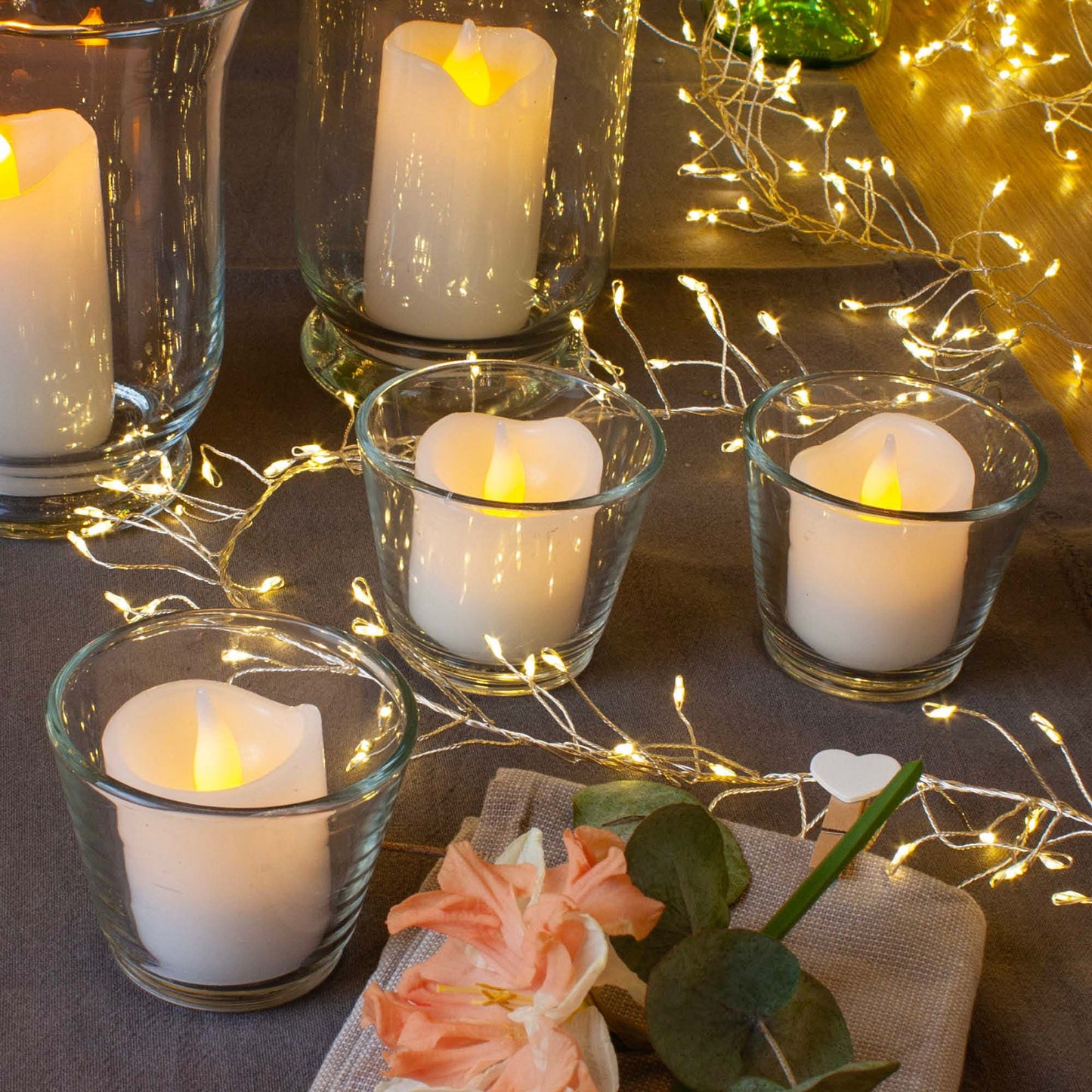 LED-Wachskerzen, 6er Set, weiß, 5x5cm, inkl. Batterien_572100