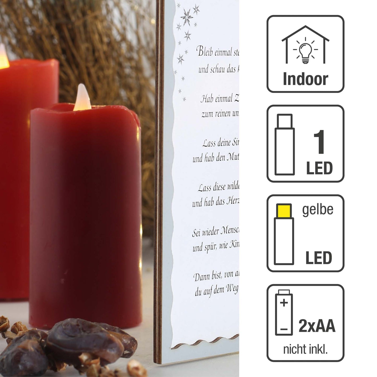 LED-Wachskerzen, H: 11,5 cm, batteriebetrieben