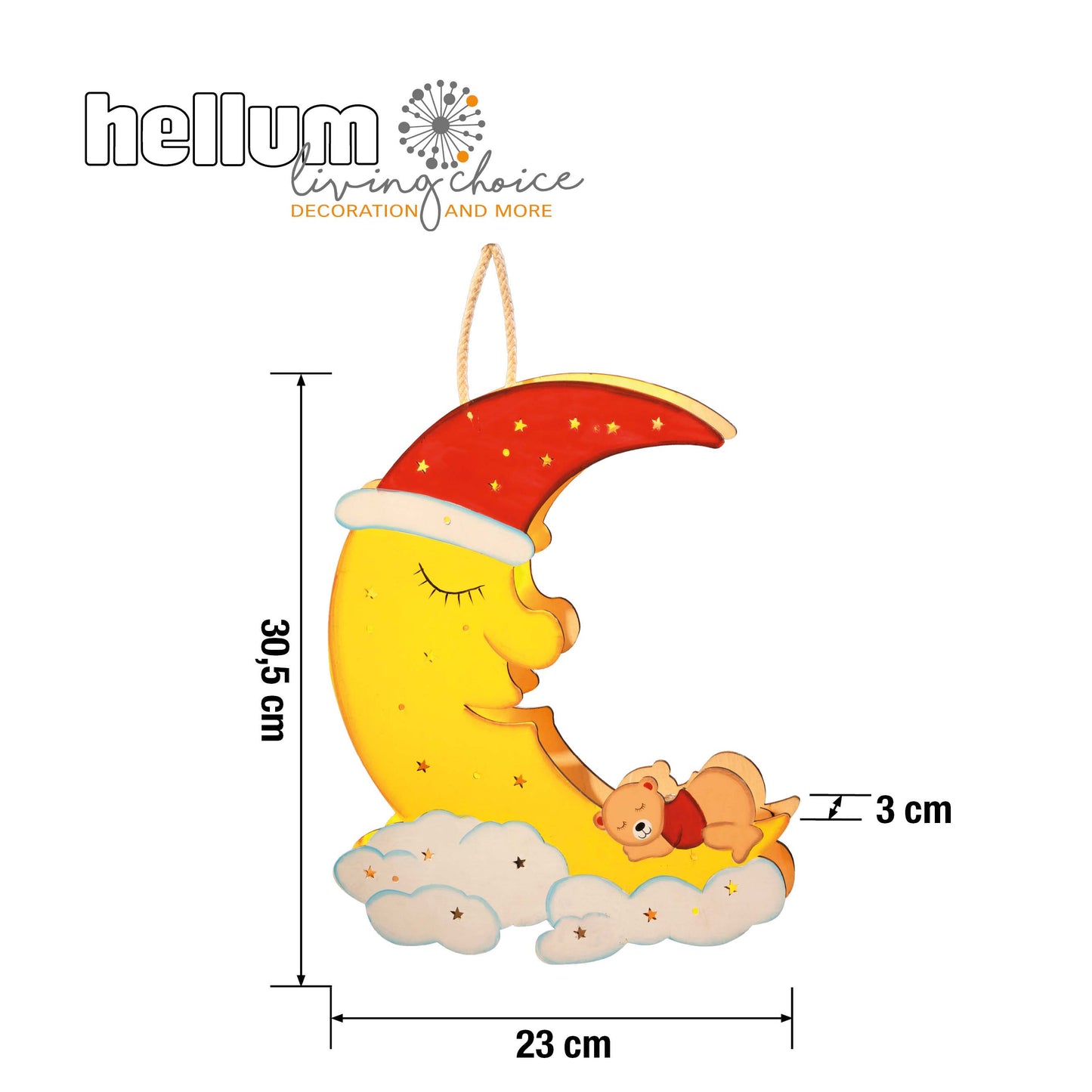 LED-Holzmond mmit schlafenden Bär, batteriebetrieben 574036