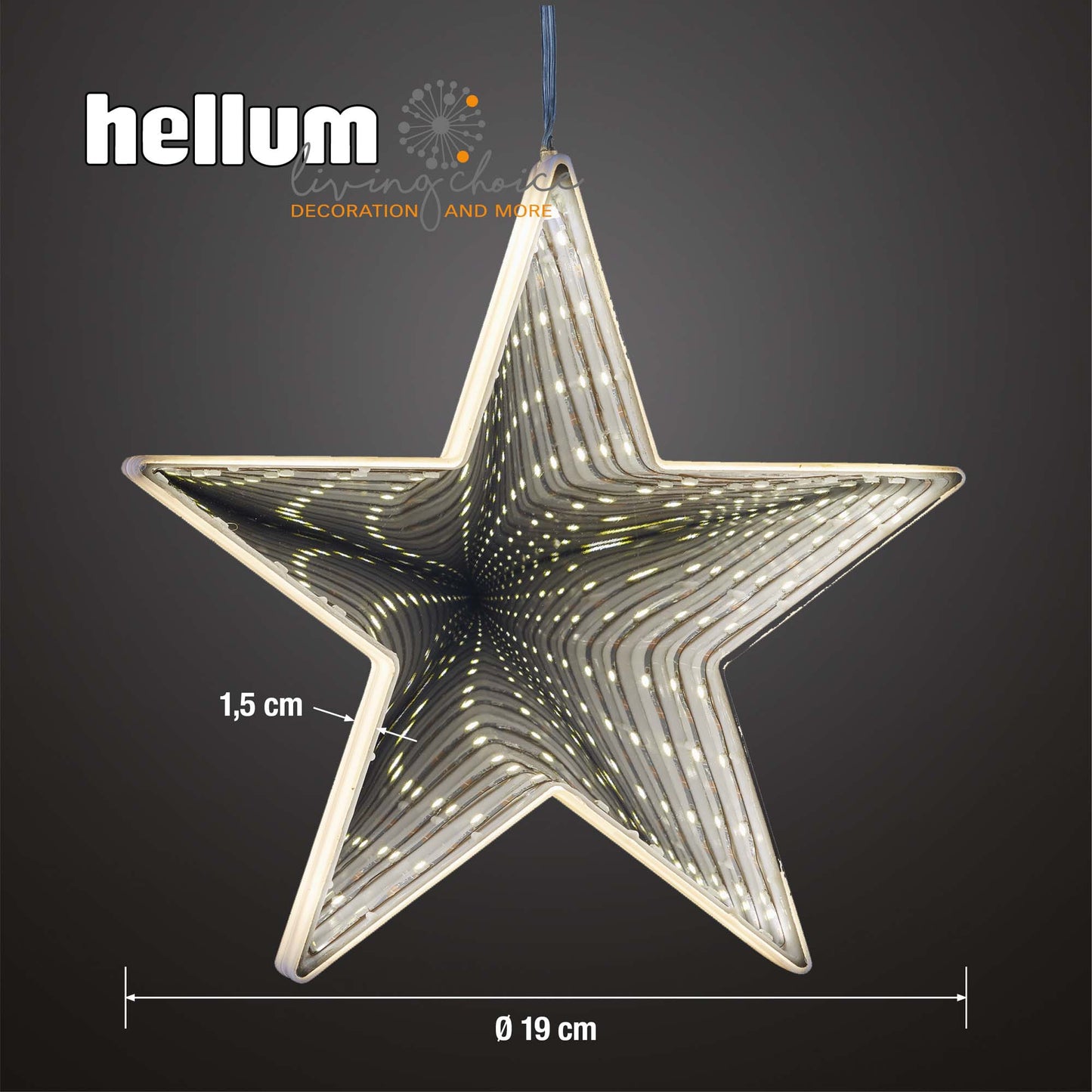 LED-Stern, Infinity Effekt, DIA 20cm, 42 LEDs ww, batteriebetrieben