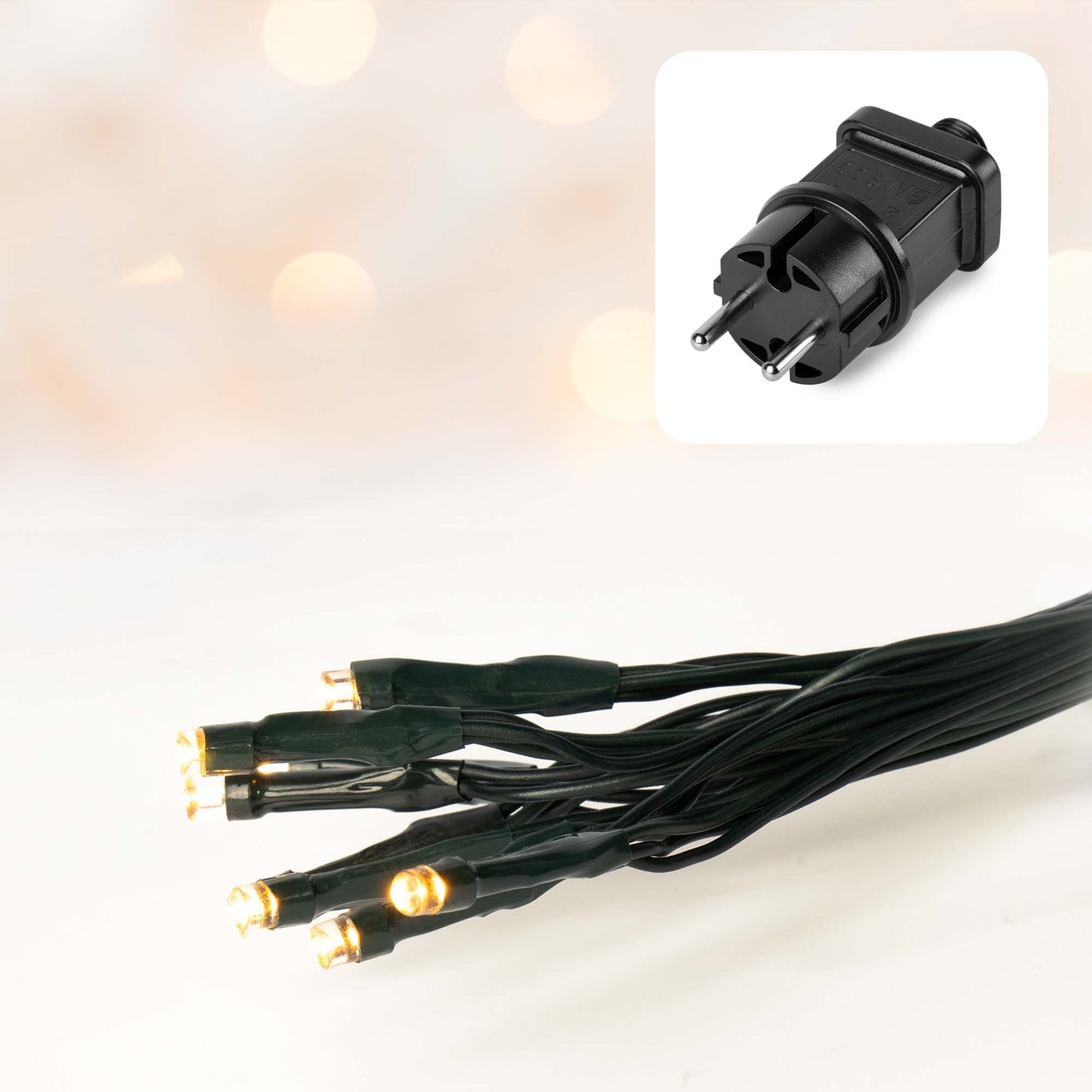 208-tlg. LED-Lichtnetz, 3 x 3 m, warm-weiße LEDs, Außen-Trafo