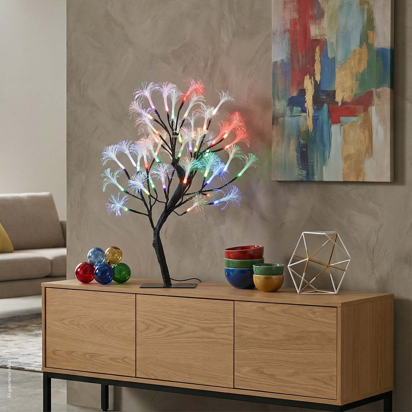 LED Baum beleuchtet mit 40 Fiberglasblüten und RGB Farbwechsel