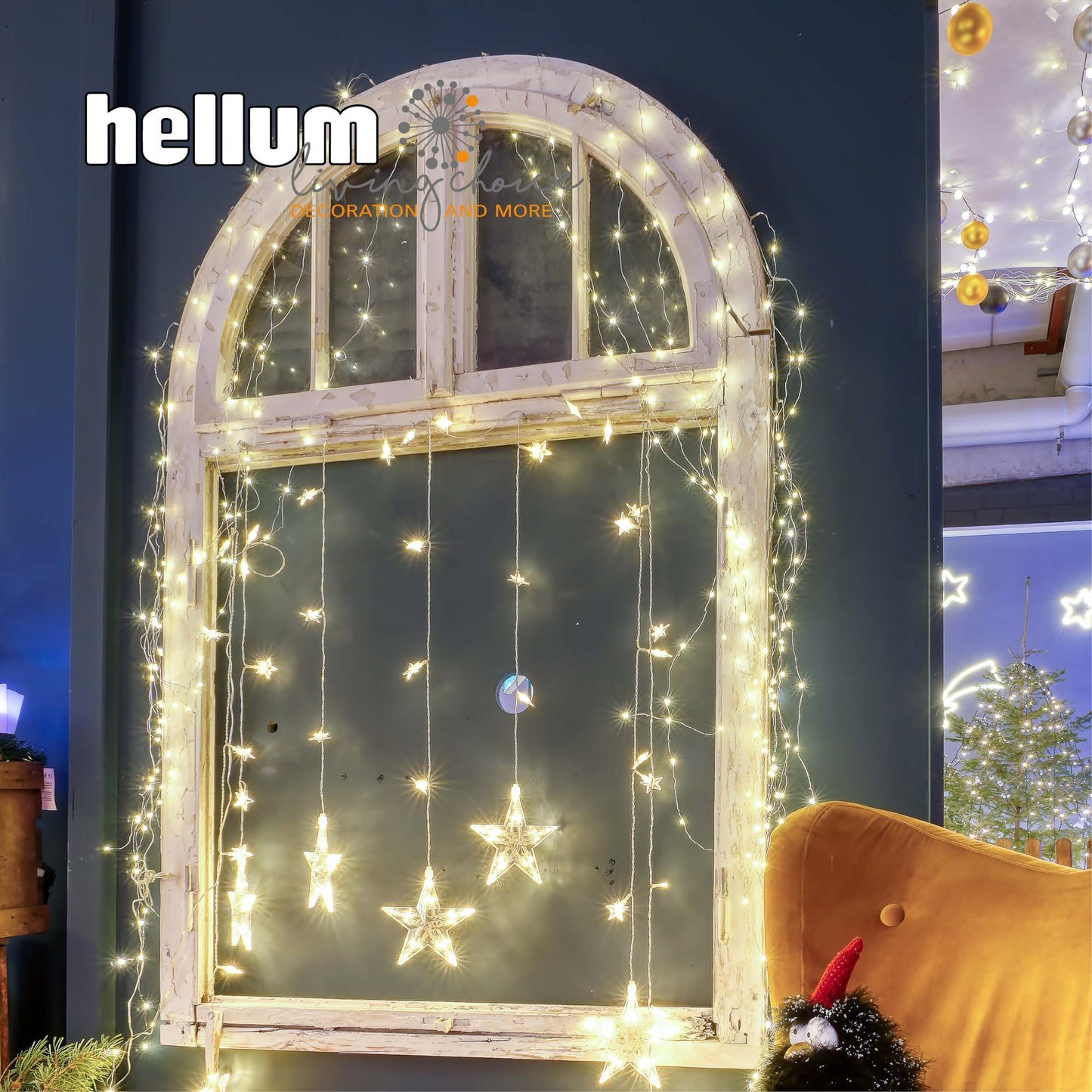 LED-Lichterkette mit roten Metallkugeln, 20 LEDs rot, Innen-Transformator