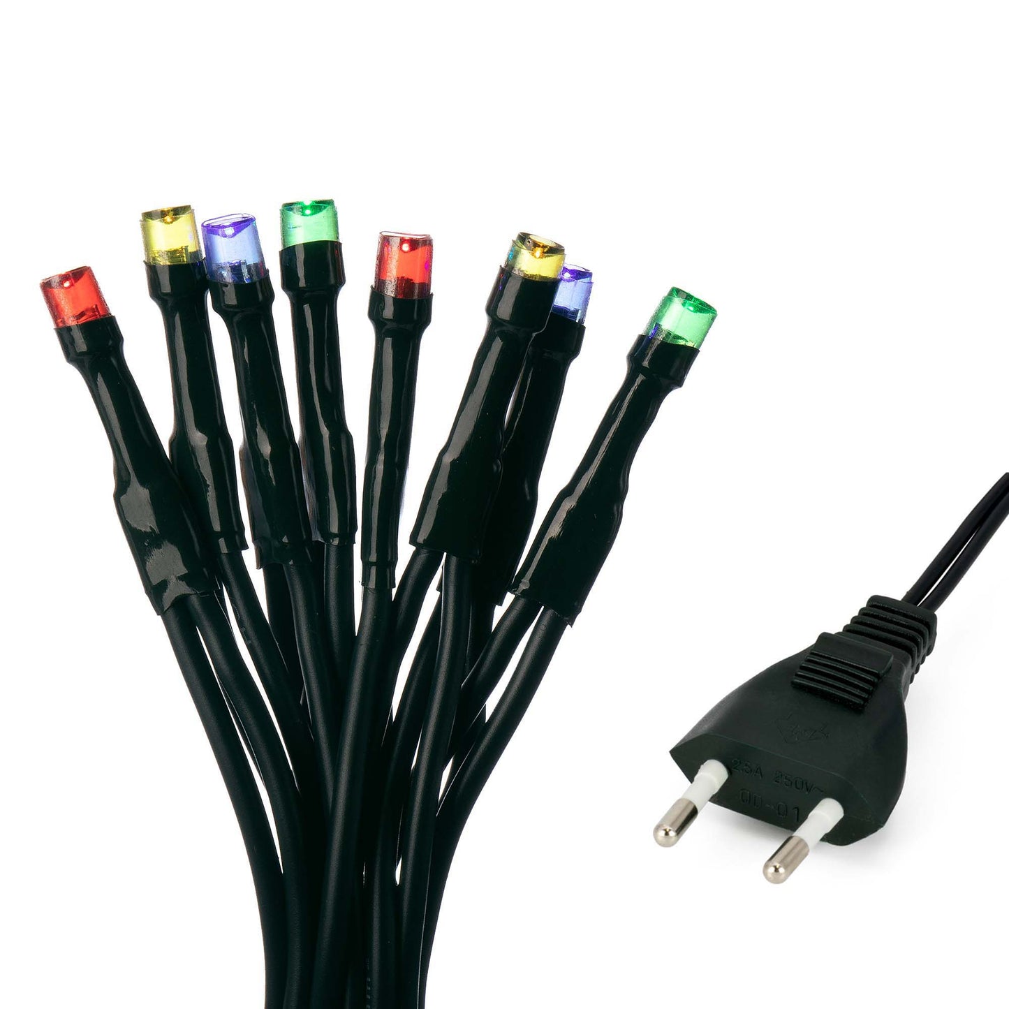 20-tlg. LED-Lichterkette, bunt, grünes-Kabel, Euro-Stecker, 151008