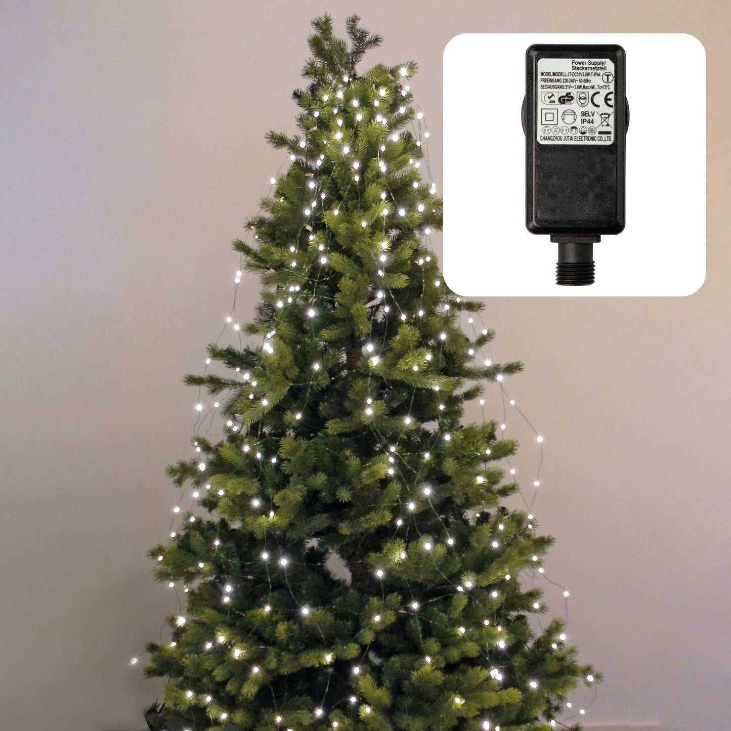 LED-Lichterkette "Tauperlen", Quick Lights, 240 LEDs ww, superhelle Ausführung für 180cm Baum