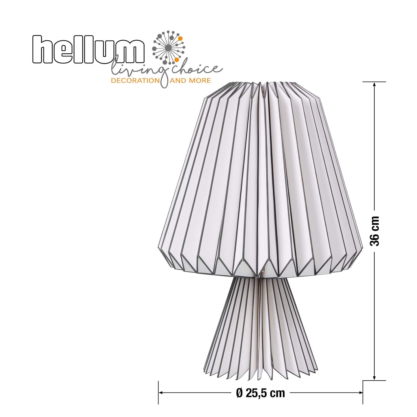Papier-Lampe, faltbar, weiß mit dunklen Streifen, ø 25,5 cm, E14, inkl. LED-Leuchtmittel