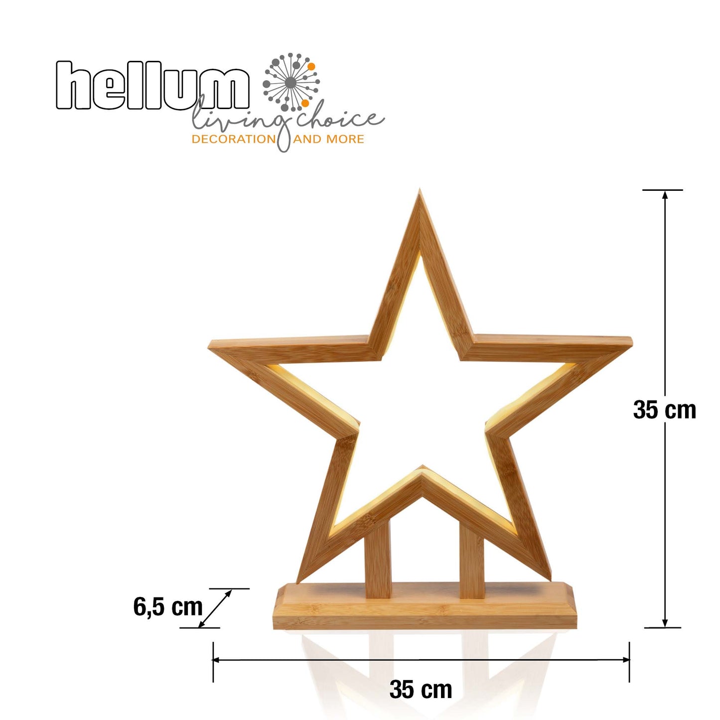 Stern aus Bambus, natur, Ø 35cm, mit LED-Neon Lichtschlauch, Innen-Transformator