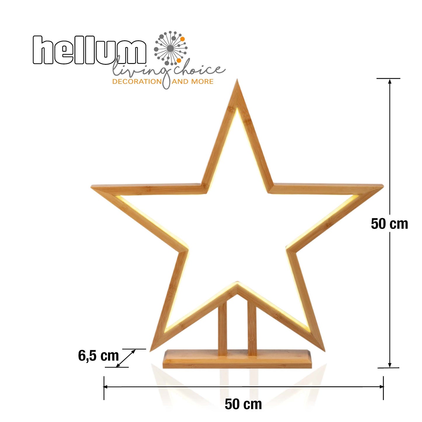 Stern aus Bambus, natur, Ø 50cm, mit LED-Neon Lichtschlauch, Innen-Transformator