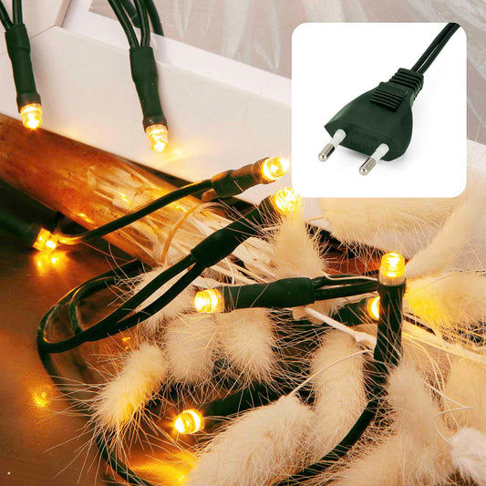 20-tlg. LED-Lichterkette, klassisch warm-weiß, grünes-Kabel, Euro-Stecker_577549