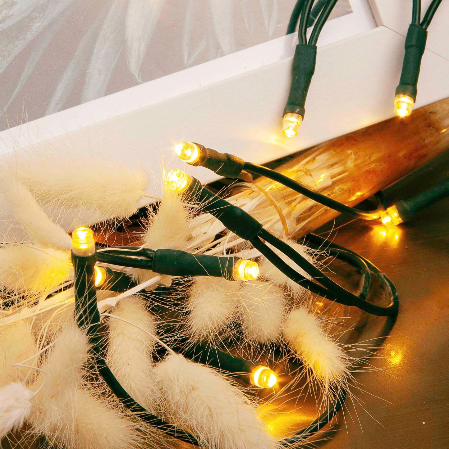 20-tlg. LED-Lichterkette, klassisch warm-weiß, grünes-Kabel, Euro-Stecker_577549