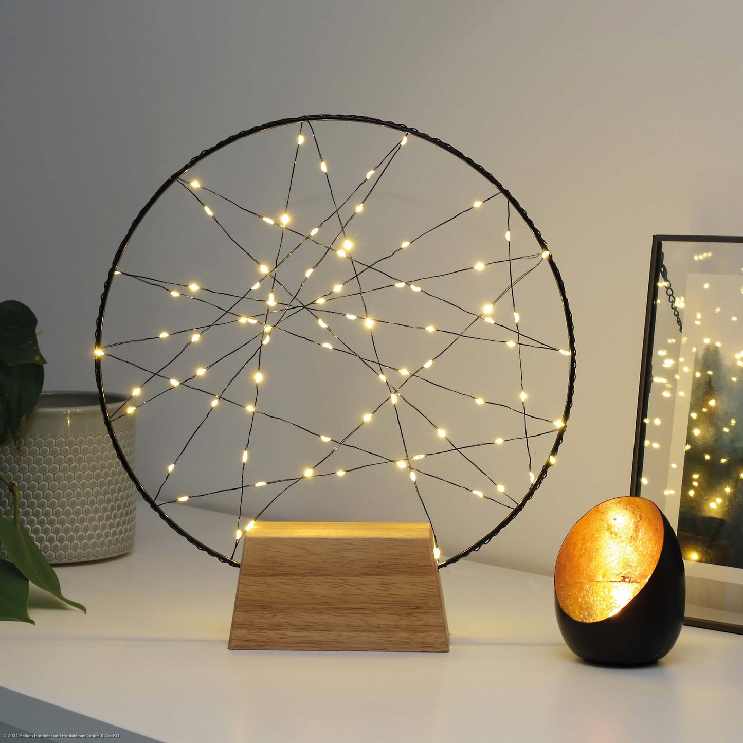 LED-Traumfänger, Ø 30cm, 80 warmweiße LED, Innentransformator mit Timer