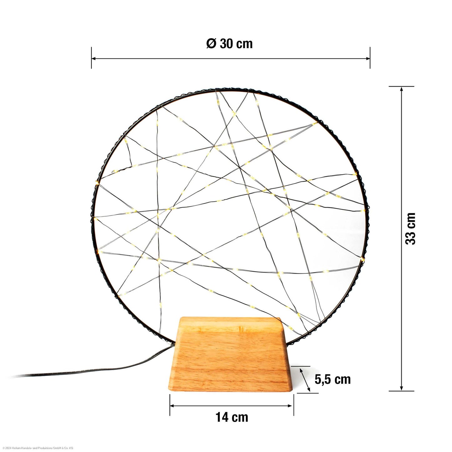 LED-Traumfänger, Ø 30cm, 80 warmweiße LED, Innentransformator mit Timer