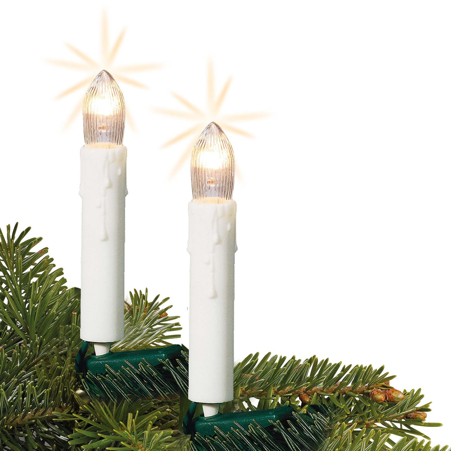 20-tlg. Riffelkerzenkette, mit Tropfen, klare Lampen, mit EU-Stecker, für innen