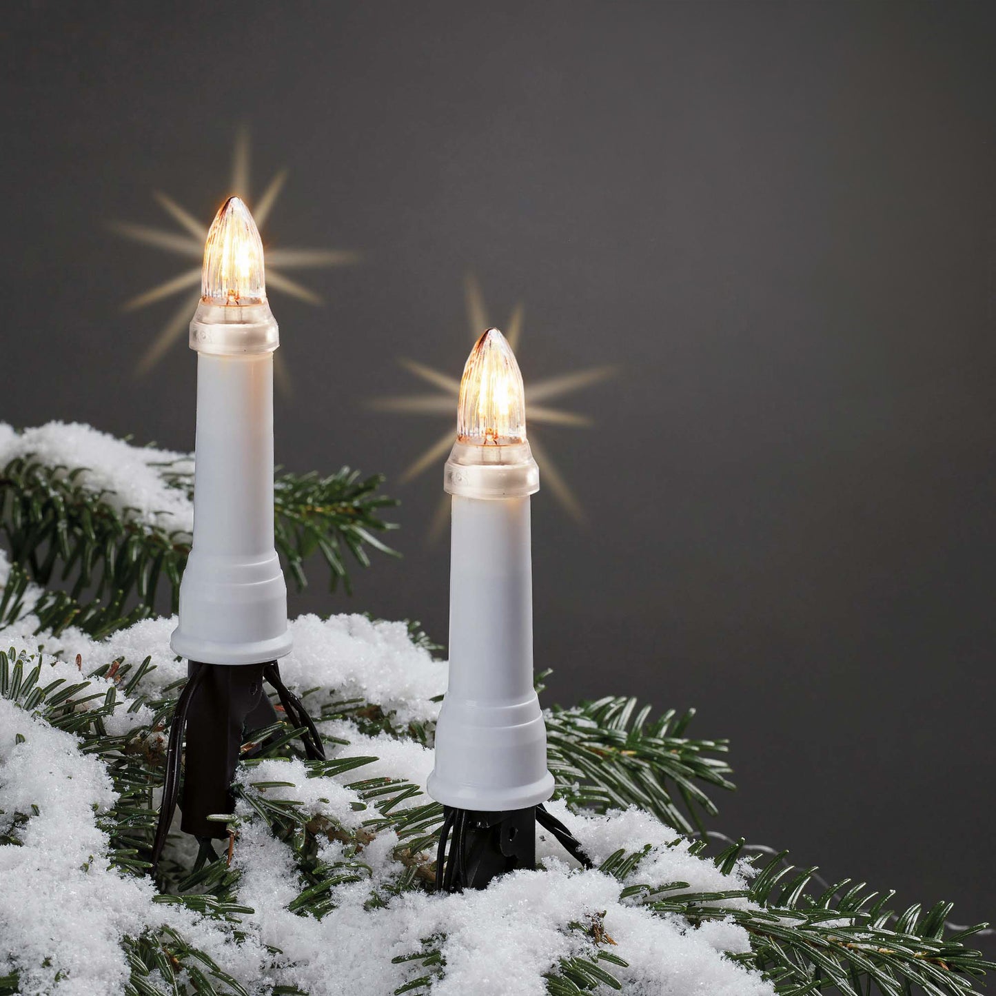 16-tlg. Riffelkerzenkette, klare Lampen, mit EU-Stecker, für außen 640168