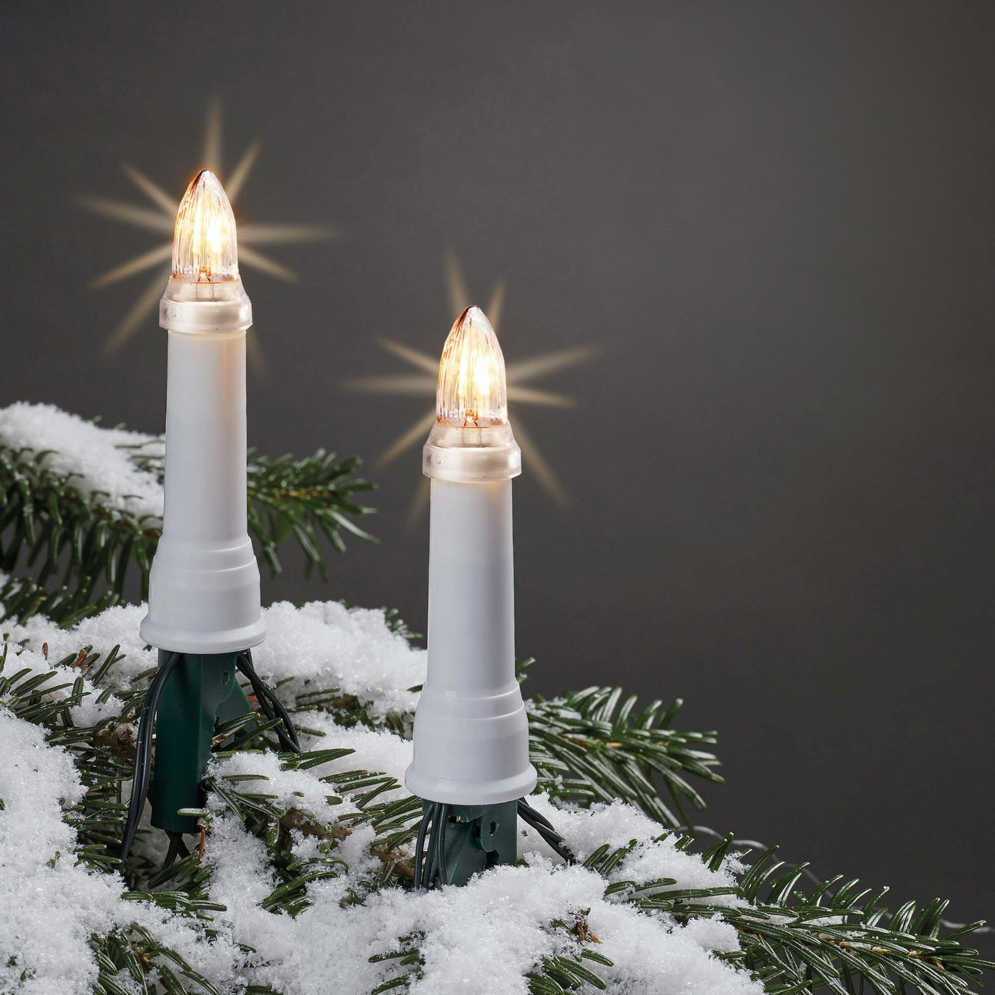 30-tlg. Riffelkerzenkette klare Lampen für außen, mit EU-Stecker