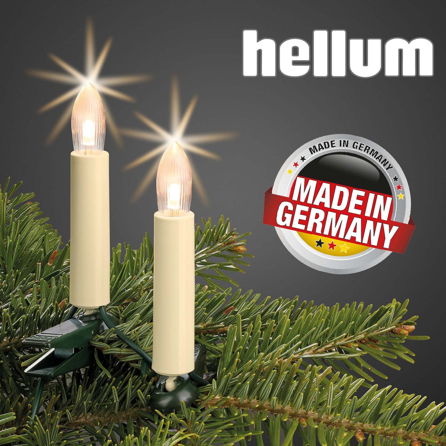 LED-Lichterkette elfenbein/klar, 15 LEDs ww, für innen, teilbarer Stecker