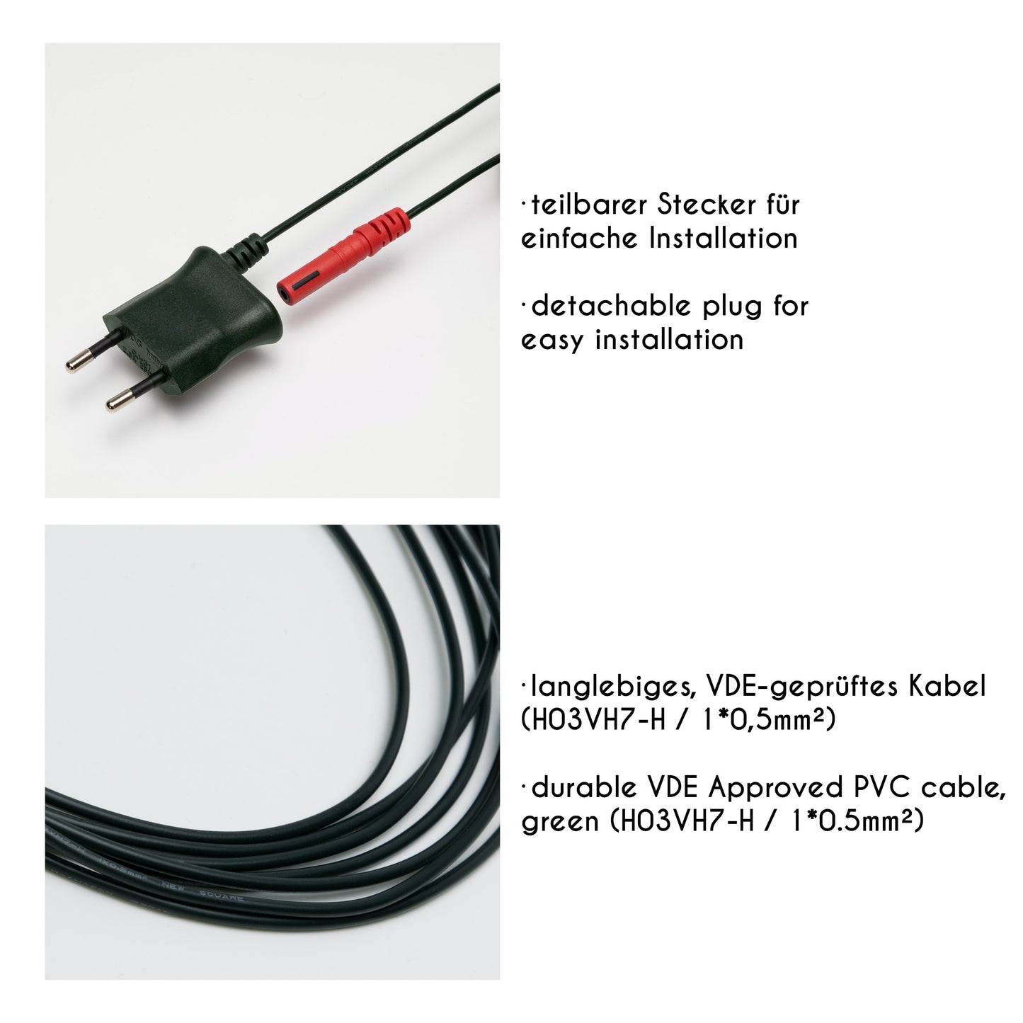 20-tlg. Schaftkerzenkette, klare Lampen, für innen, teilb. Stecker