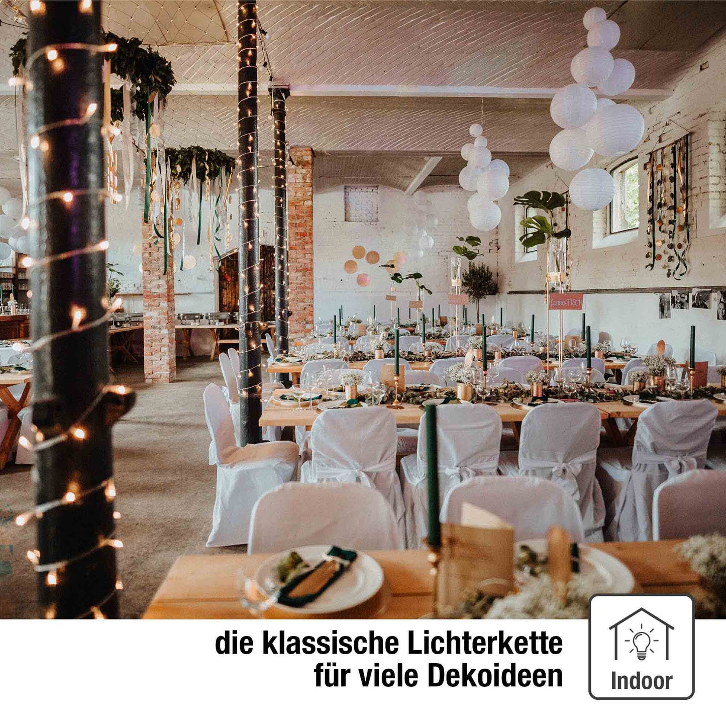 20-tlg. Minikette, weiß/klar, Euro-Stecker, für innen
