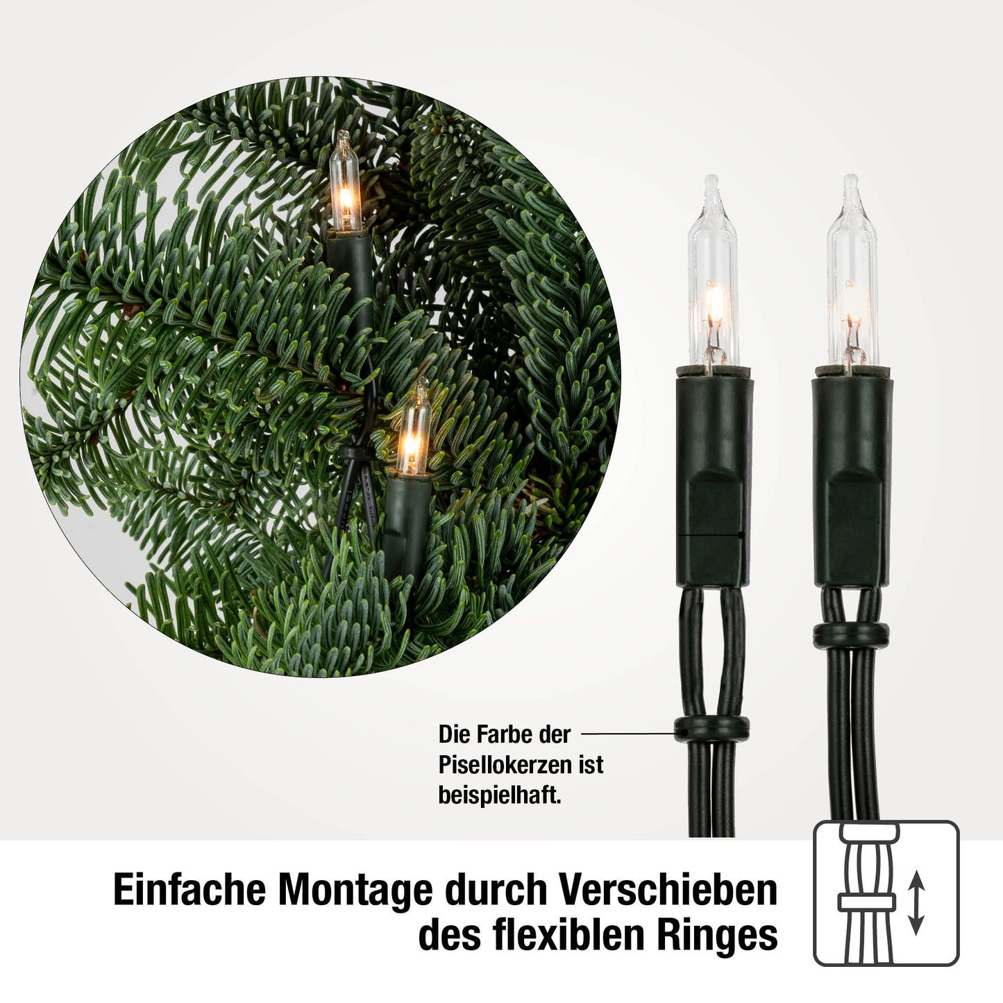 50-tlg. Minikette, grün/bunt, Euro-Stecker, für innen