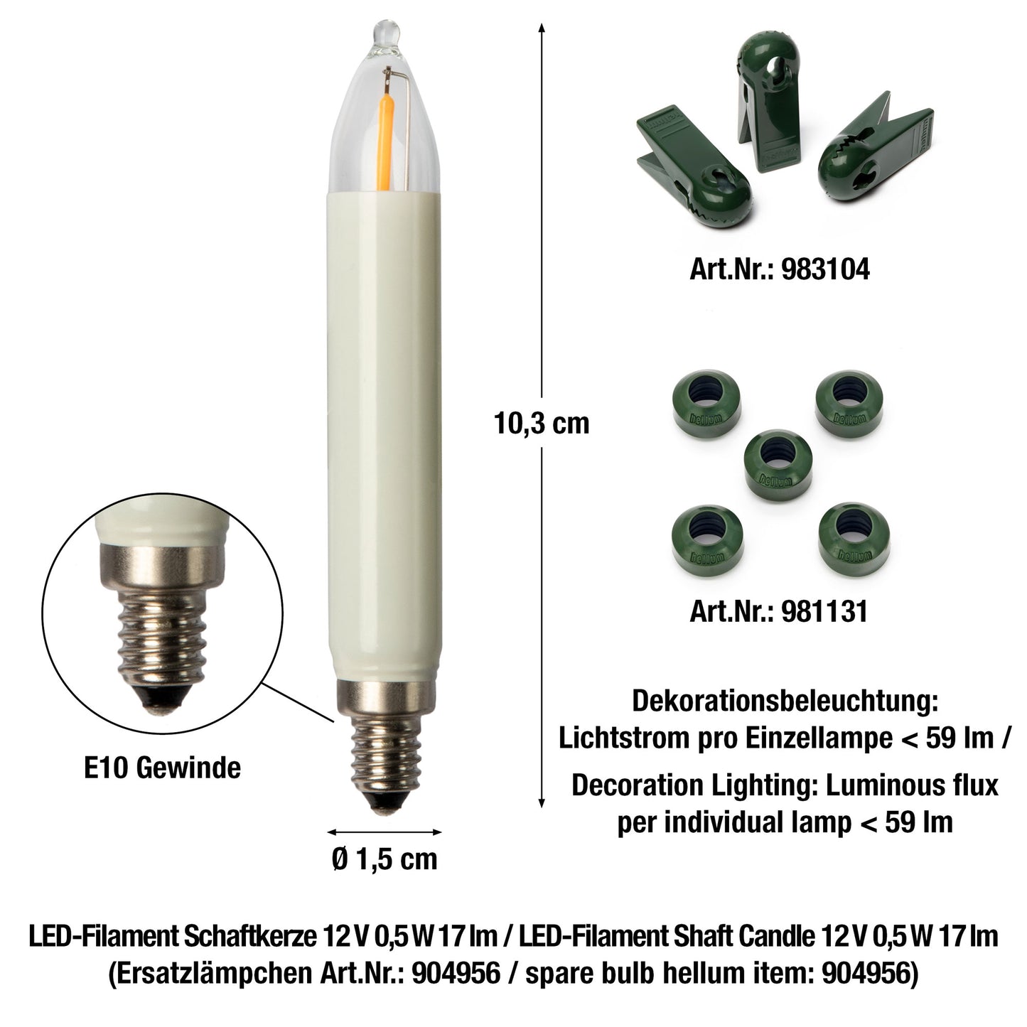LED-Filament Schaftkerzenkette 20 LEDs ww, für außen