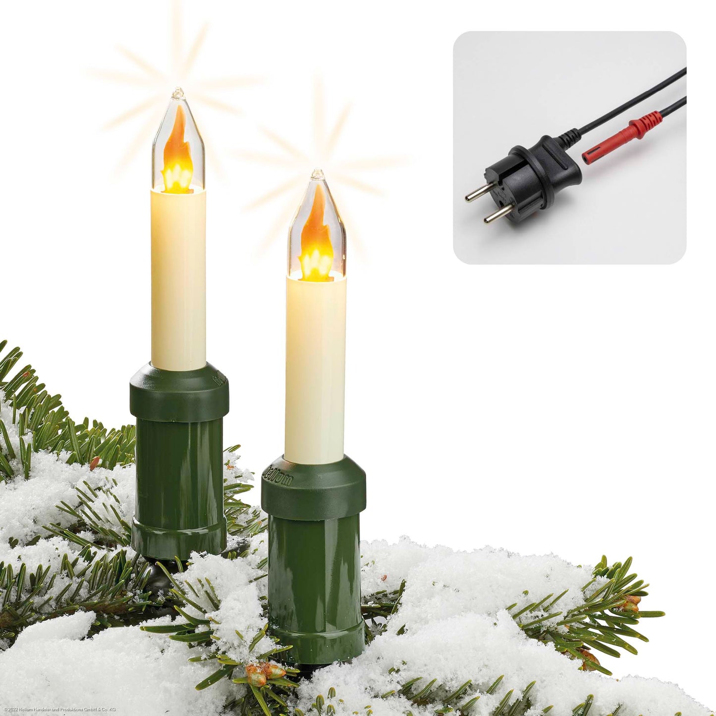 30-tlg. LED-Schaftkerzenkette mit Flammeneffekt für außen_845600 + 1x Ersatz