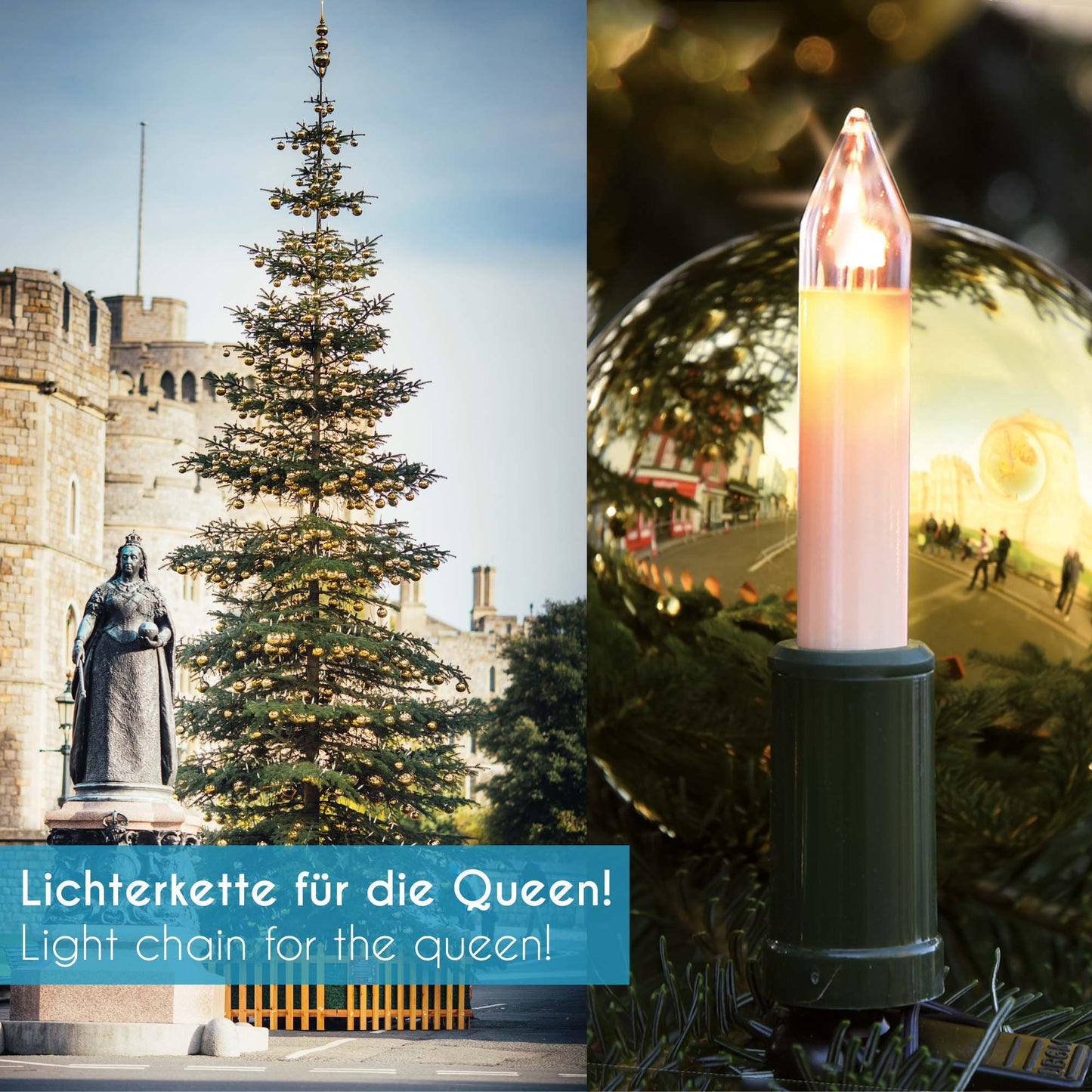 30-tlg. Schaftkerzenkette, klare Lampen, für außen, teilbarer Stecker