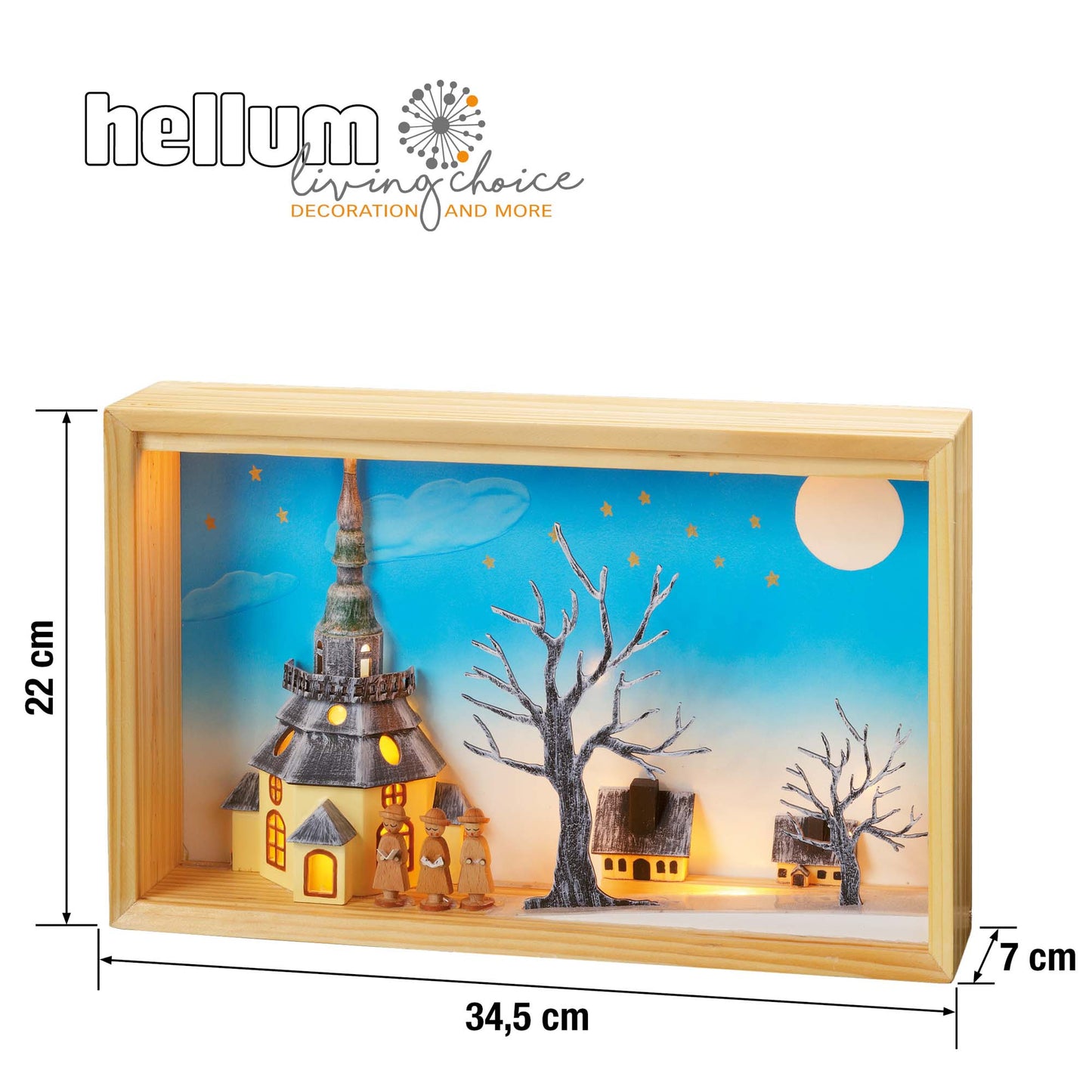 LED-Stimmungsbild im Holzrahmen, farbig, 10 LEDs ww, Innen-Transformator