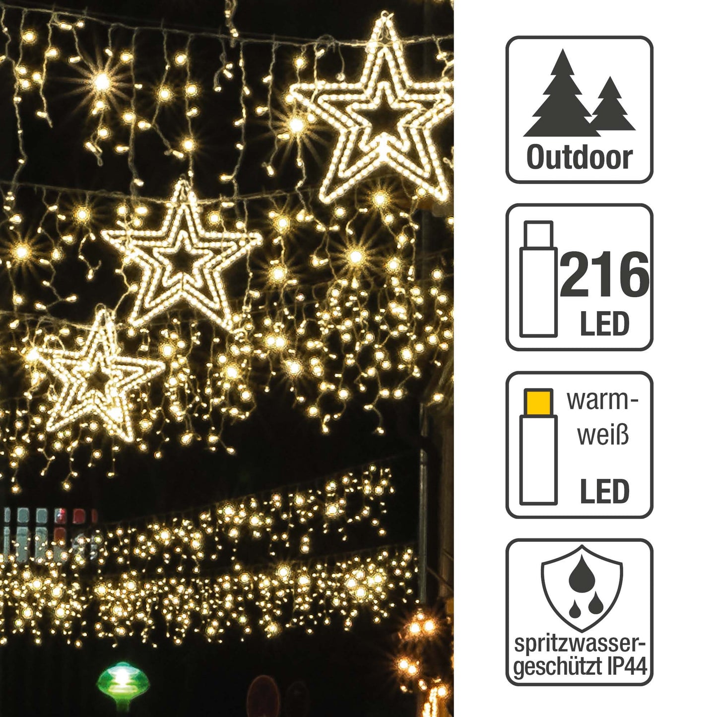 LED-Lichtschlauch "Stern" für Straßenbeleuchtung, 216 LEDs ww, 67 cm Ø, ohne Stecker
