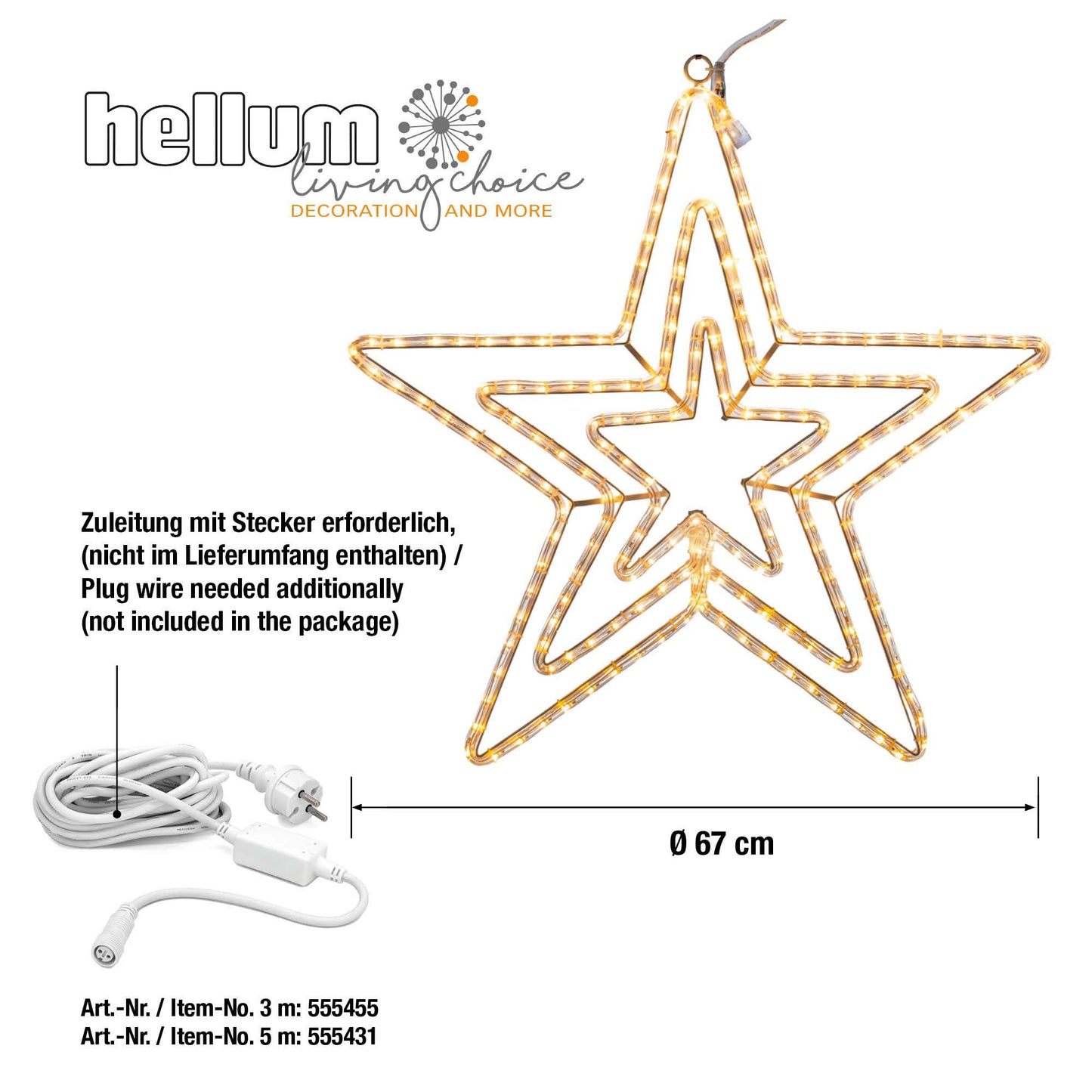 LED-Lichtschlauch "Stern" für Straßenbeleuchtung, 216 LEDs ww, 67 cm Ø, ohne Stecker