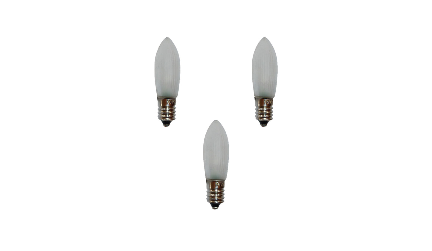 LED-Riffelkerze, warm-weiß, matte Kerze, 12 V / 0,1 W, 3er Blister