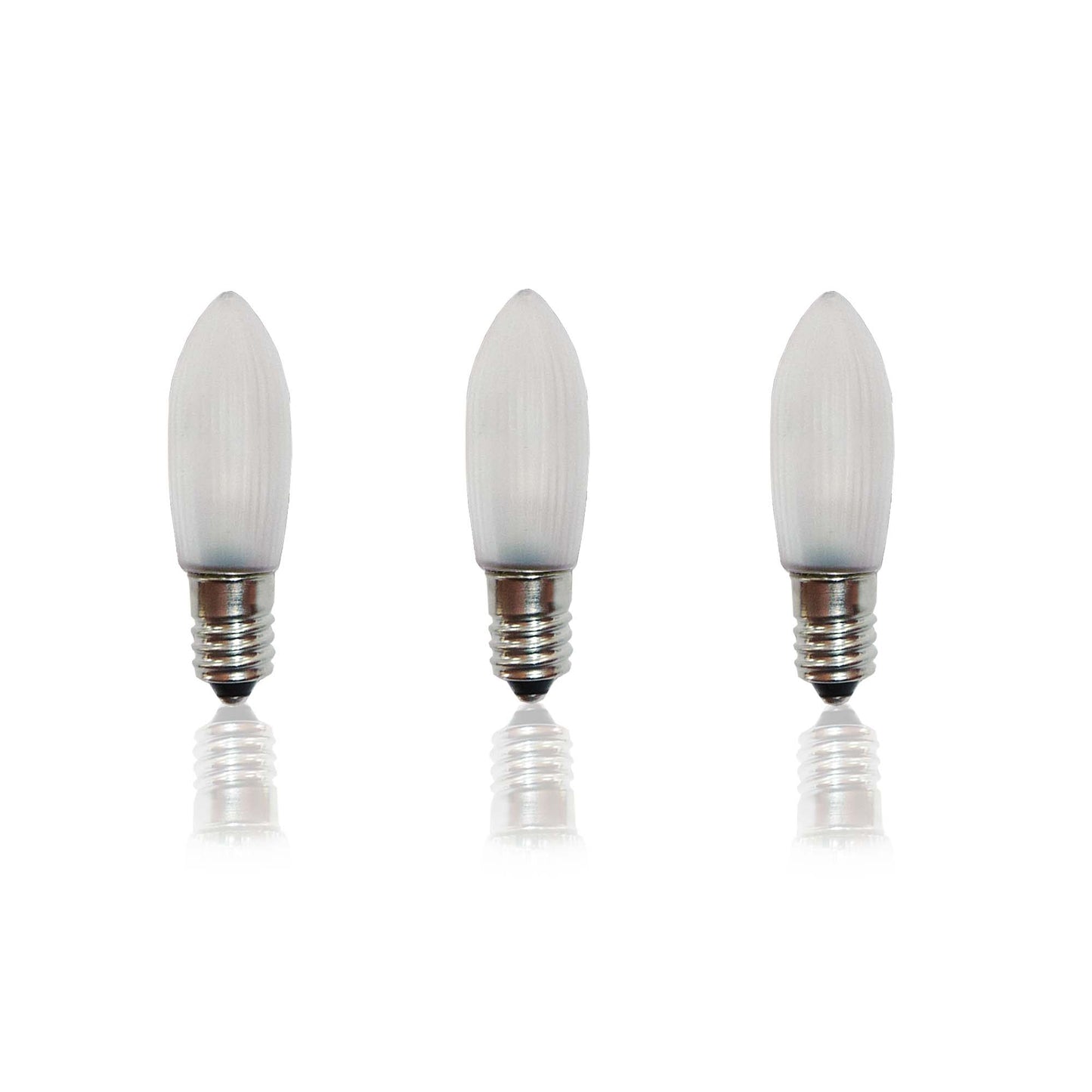 LED-Riffelkerze, warm-weiß, matte Kerze, 12 V / 0,1 W, 3er Blister