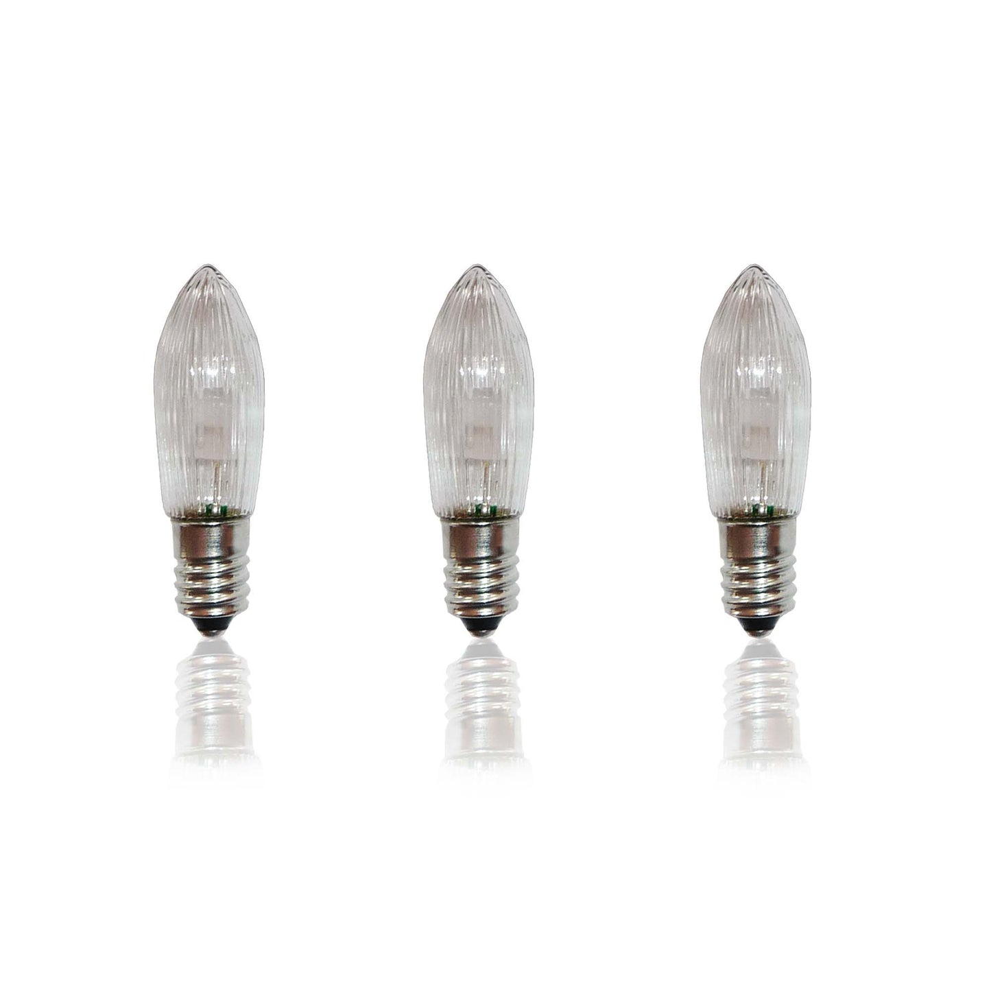 LED-Riffelkerze, warm-weiße, klare Kerzen, 8-34 V, 3er Blister, 3370 x 3er